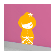 Sticker kokeshi Sakumi orange